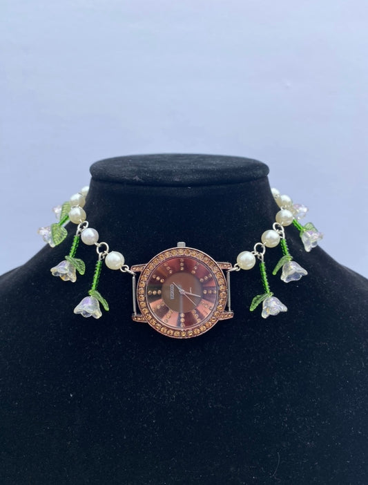 Flowerbed Watch Necklace