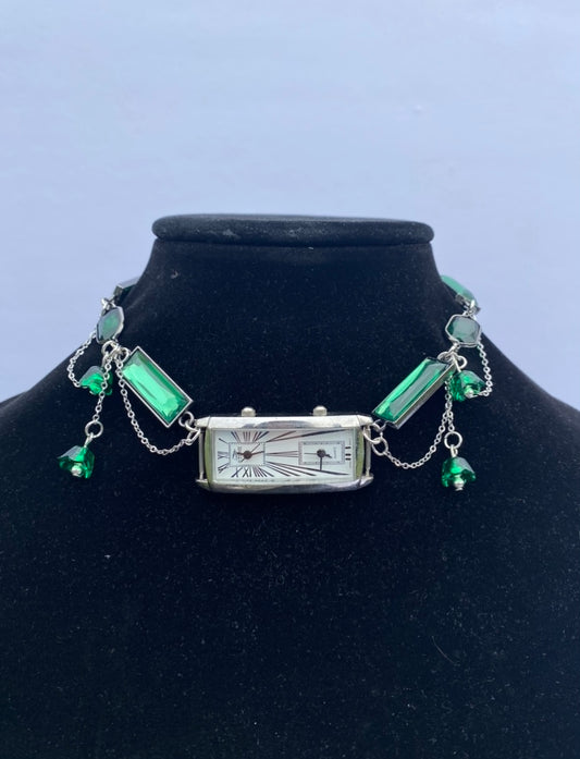 Emerald Green Watch Necklace