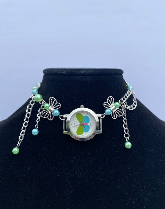 Blue and Green Butterfly Necklace